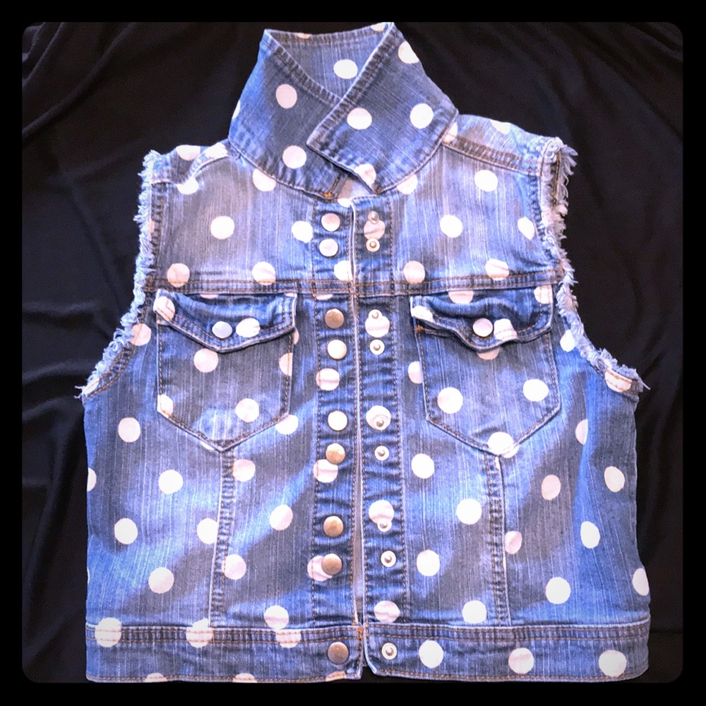Denim polka dot vest